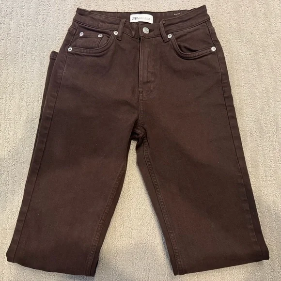 Zara split hem Brown jeans Size 4 - Picture 6 of 7